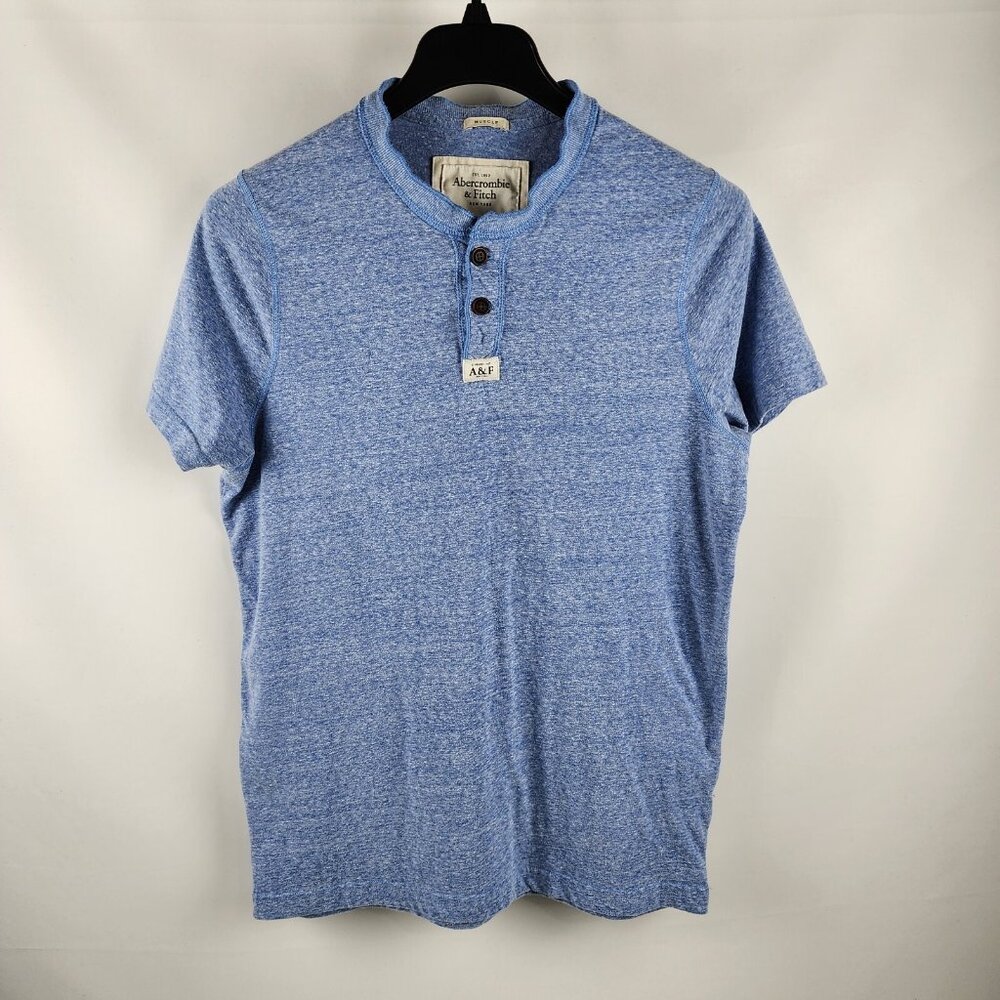 SOLD OUT Abercrombie Fitch Shirt Mens XXL Blue S/S Muscle Henley